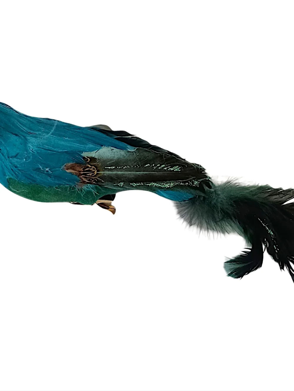 2‎ Vintage Feathered Peacock Bird Ornaments Clip On Large Pink Blue Christmas